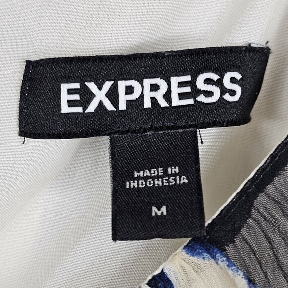 Smudged Polka Dot Navy Black White Tiered Mini Summer Business Casual Dress Sz M - Picture 2 of 14